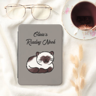 Personalized Cute Siamese Cat Book Nook Kindle Cover