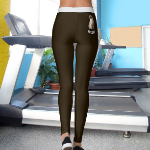 Personalized Cute Siamese Cat Pet Photo Name Brown Leggings