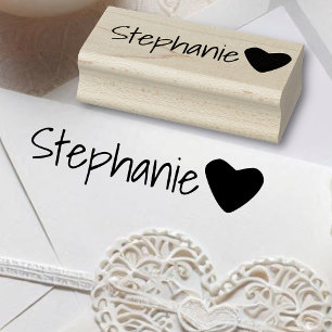 Personalized Cute Simple Heart Name Custom Word Rubber Stamp
