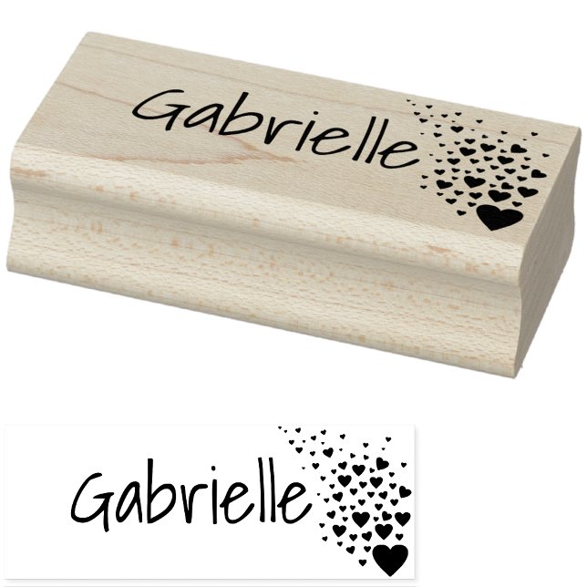 Personalized Cute Simple Love Hearts Name Custom Rubber Stamp (Creator Uploaded)