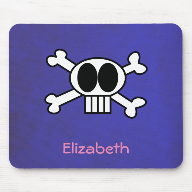 Personalized Cute Skull and Crossbones Mouse Pad (Front)
