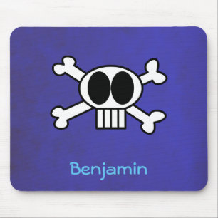 Personalized Cute Skull and Crossbones Mouse Pad