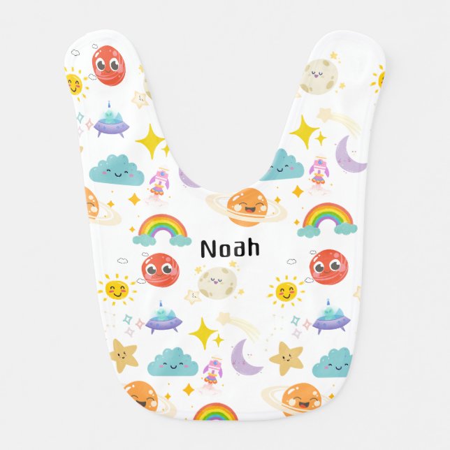 Personalized Cute Sky Solar Baby Bib (Front)
