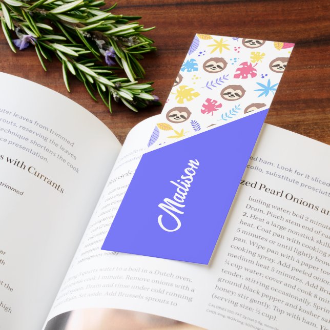 Personalized Cute Sloth and Colorful Leaves Bookmarks (Book)