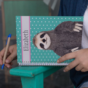 Personalized Cute Sloth Animal Name Notebook