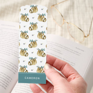 Personalized Cute Sloth Bookmarks