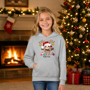 Personalized Cute Sloth,Santa Hat,Christmas Balls Hoodie
