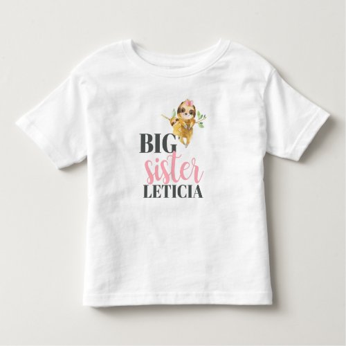 Personalized Cute Sloths Big Sister Baby or Toddler T_shirt