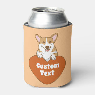 Personalized Cute Smiling Corgi With Heart Can Cooler