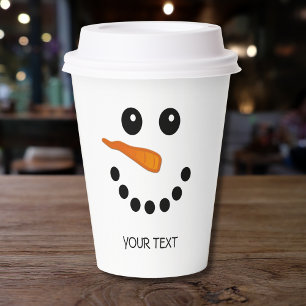 Personalized Cute Snowman Christmas holiday Paper Cups