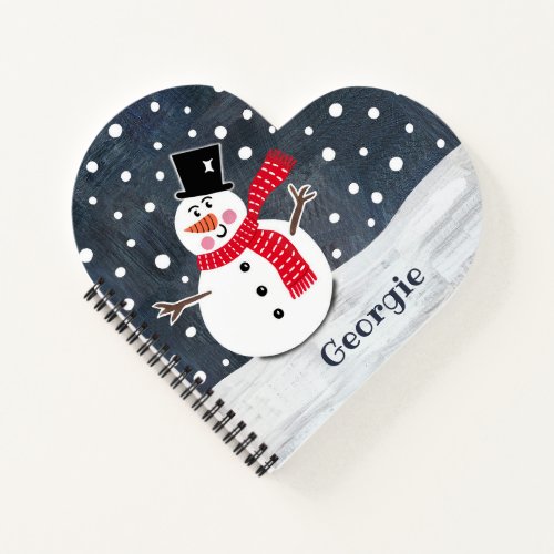 Personalized Cute Snowman Christmas Notebook