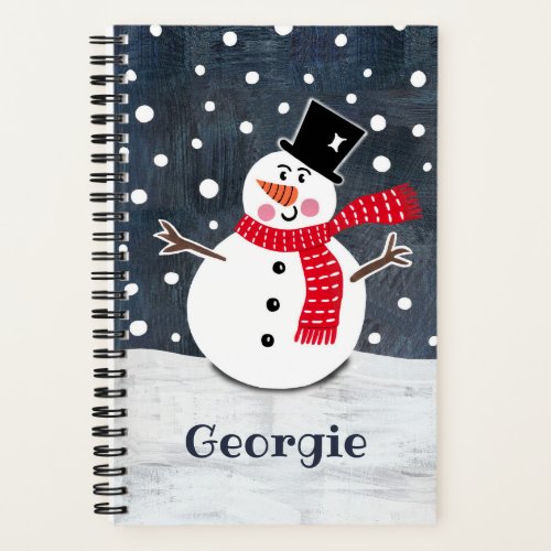 Personalized Cute Snowman Christmas Notebook