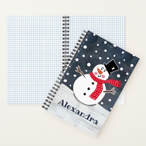 Personalized Cute Snowman Christmas  Notebook
