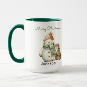 Personalized Cute Snowman & Christmas Presents Mug
