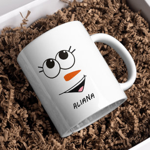 Personalized Cute Snowman Face Christmas Coffee Mug