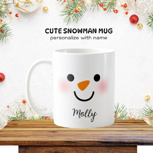Personalized Cute Snowman Face Coffee Mug