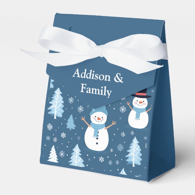 Personalized cute Snowman pattern Favor Box (Front Side)