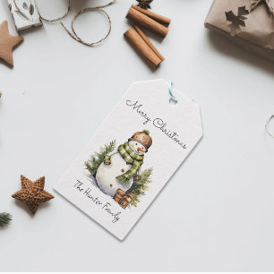 Personalized Cute Snowman Watercolor Christmas  Gift Tags