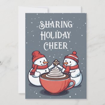 Personalized Cute Snowmen Flat Holiday Card by BaileysByDesign at Zazzle