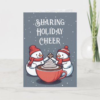 Personalized Cute Snowmen Folded Holiday Card by BaileysByDesign at Zazzle