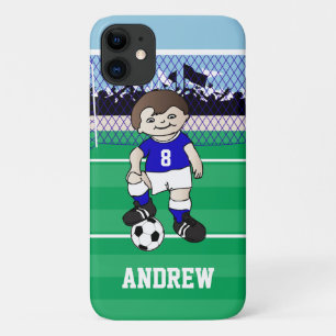 Personalized cute soccer boy iPhone 11 case
