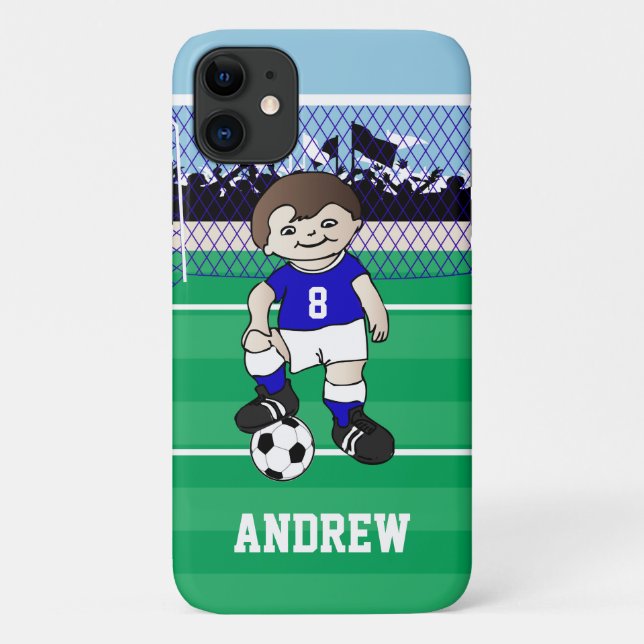 Personalized cute soccer boy Case-Mate iPhone case (Back)