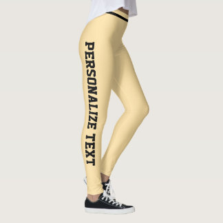 Personalized Cute Soft Butter Yellow Black Stripe Leggings