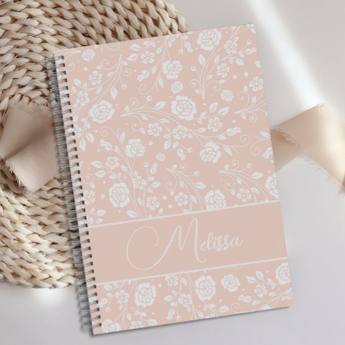 Personalized Cute Soft Pink Floral Journal 