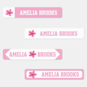 Personalized Cute Soft Pink Flower Kids' Labels