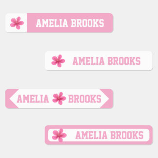 Personalized Cute Soft Pink Flower Kids' Labels