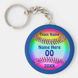 PERSONALIZED Cute Softball Keychains 4 Text Boxes