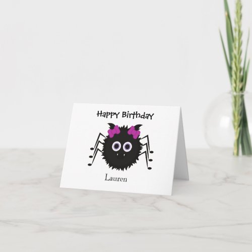 Personalized Cute Spider Birthday Card 