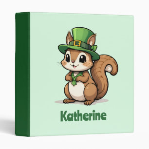 Personalized Cute St. Patrick's Day Squirrel 3 Ring Binder