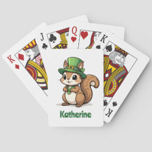 Personalized Cute St. Patrick's Day Squirrel Poker Cards