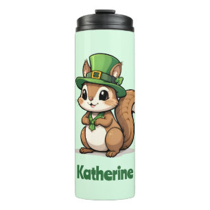 Personalized Cute St. Patrick's Day Squirrel Thermal Tumbler