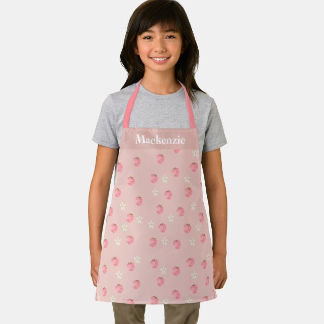 Personalized Cute Strawberry Berry Sweet Kids Apron (Insitu)
