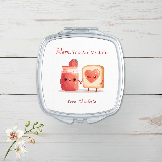 Personalized Cute Strawberry Jam Mothers Day Gift Compact Mirror (Creator Uploaded)