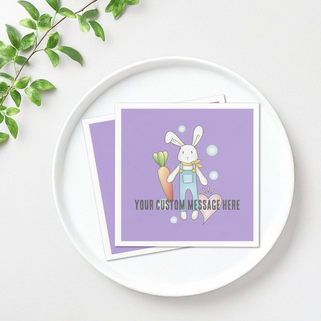 Personalized Cute Stuffed Animal Bunny Paper Napkins (Creator Uploaded)