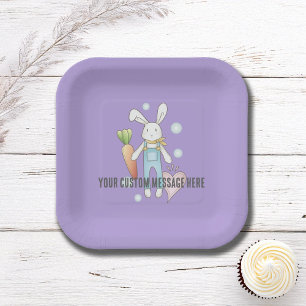 Personalized Cute Stuffed Animal Bunny Paper Plates