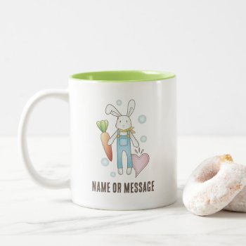Personalized Cute Stuffed Animal Bunny Two-tone Coffee Mug by WindUpEgg at Zazzle