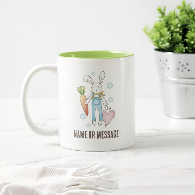 Personalized Cute Stuffed Animal Bunny Two-Tone Coffee Mug (Creator Uploaded)