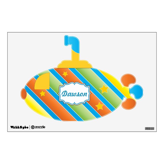 Personalized Cute Submarine Baby Boy Wall Decal (Front)