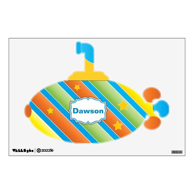 Personalized Cute Submarine Baby Boy Wall Decal (Front)
