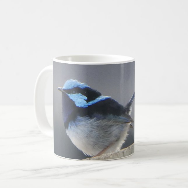 Personalized Cute Superb Fairywren Coffee Mug (Front Left)