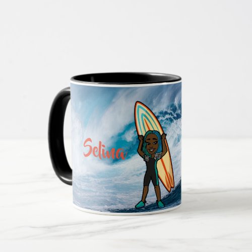 Personalized Cute Surfer Girl Mug