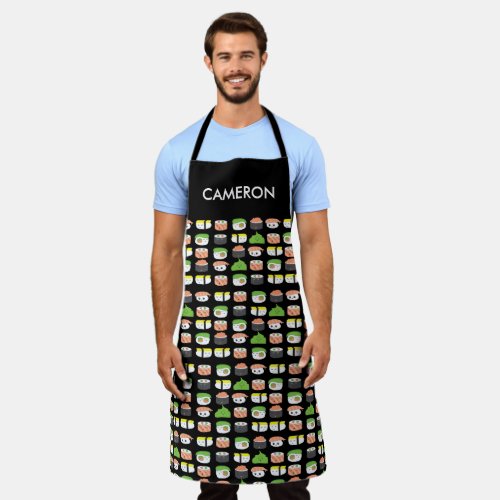 Personalized Cute Sushi Kawaii Illustration Apron