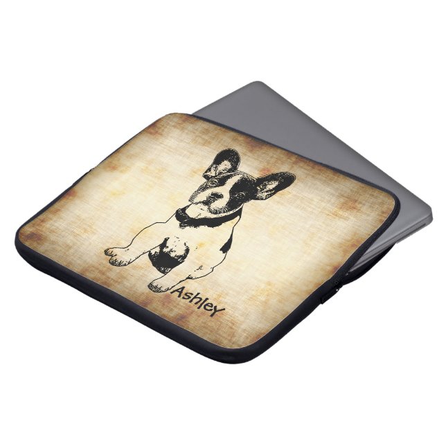 Personalized Cute Sweet French Bulldog Puppy Laptop Sleeve (Front Top)