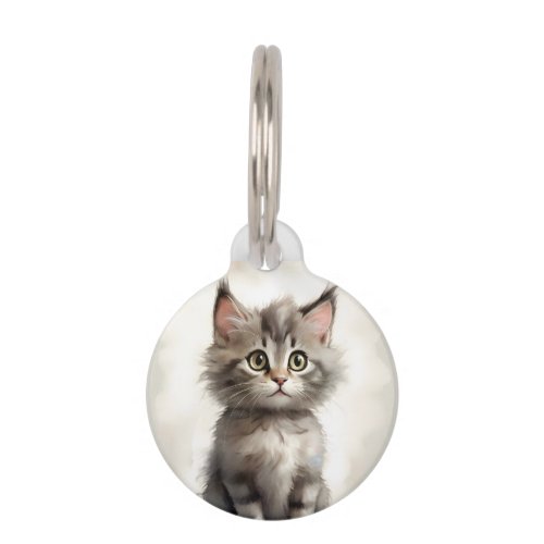 Personalized Cute Tabby Cat Kitten Portrait Pet ID Tag