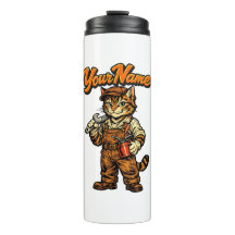 Personalized Cute Tabby Cat Mechanic