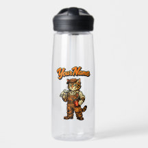 Personalized Cute Tabby Cat Mechanic Water Bottle